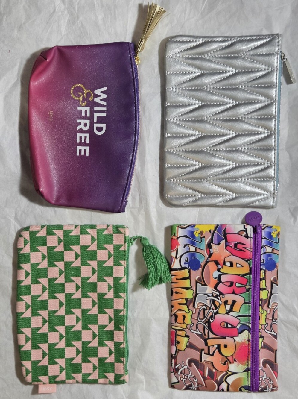 4 For 1 ipsy Colorful Cosmetic Pouch Set
